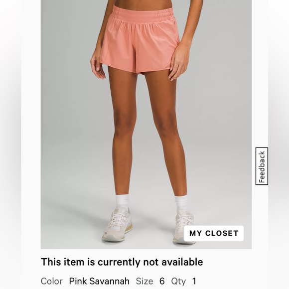 NWT lululemon hotty hot shorts 4” pink savannah size 6 - Picture 1 of 6